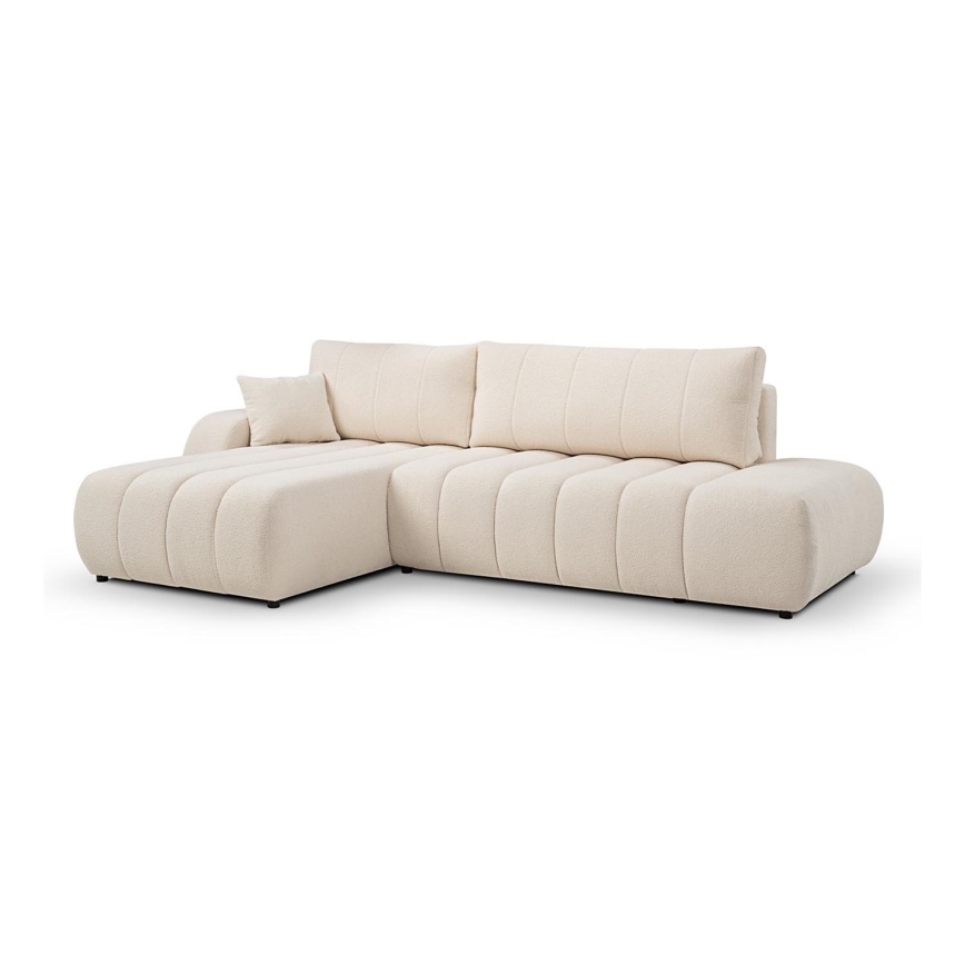 L-formet loungemøbel m. opbevaringsplads foldbar DESIO venstre beige