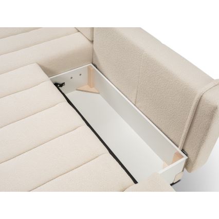 L-formet loungemøbel m. opbevaringsplads foldbar DESIO venstre beige