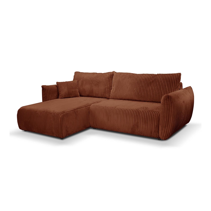 L-formet loungemøbel m. opbevaringsplads foldbar FRIDA brun