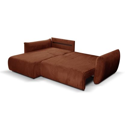 L-formet loungemøbel m. opbevaringsplads foldbar FRIDA brun