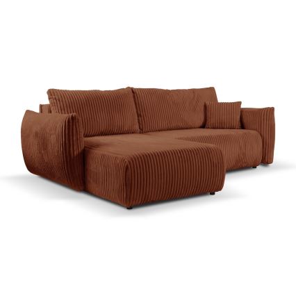 L-formet loungemøbel m. opbevaringsplads foldbar FRIDA brun