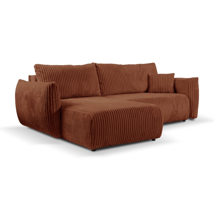 L-formet loungemøbel m. opbevaringsplads foldbar FRIDA brun