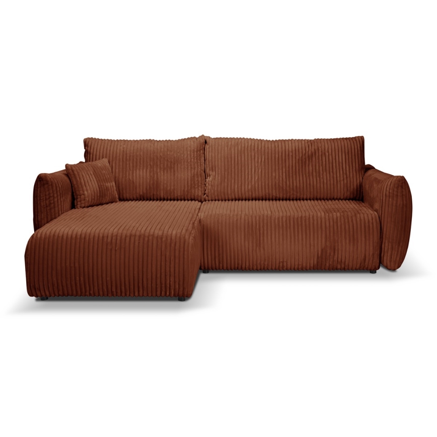 L-formet loungemøbel m. opbevaringsplads foldbar FRIDA brun