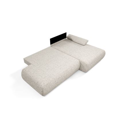 L-formet loungemøbel m. opbevaringsplads foldbar PRATO højre beige