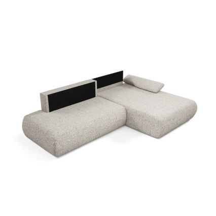 L-formet loungemøbel m. opbevaringsplads foldbar PRATO højre beige