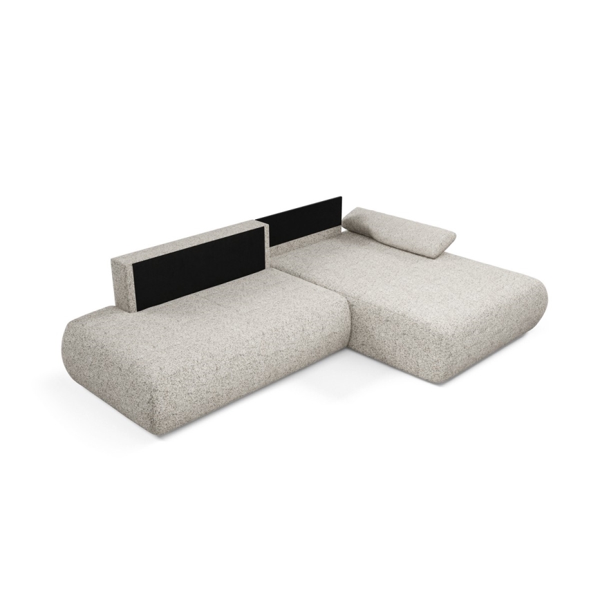 L-formet loungemøbel m. opbevaringsplads foldbar PRATO højre beige