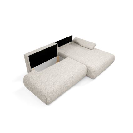L-formet loungemøbel m. opbevaringsplads foldbar PRATO højre beige