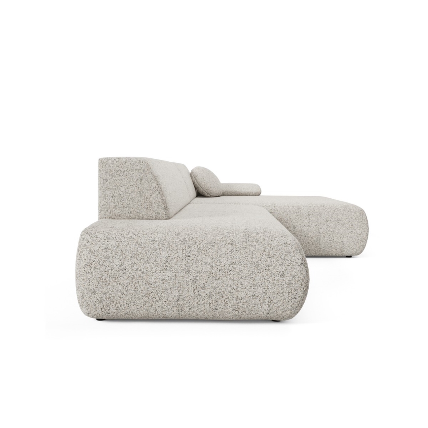L-formet loungemøbel m. opbevaringsplads foldbar PRATO højre beige