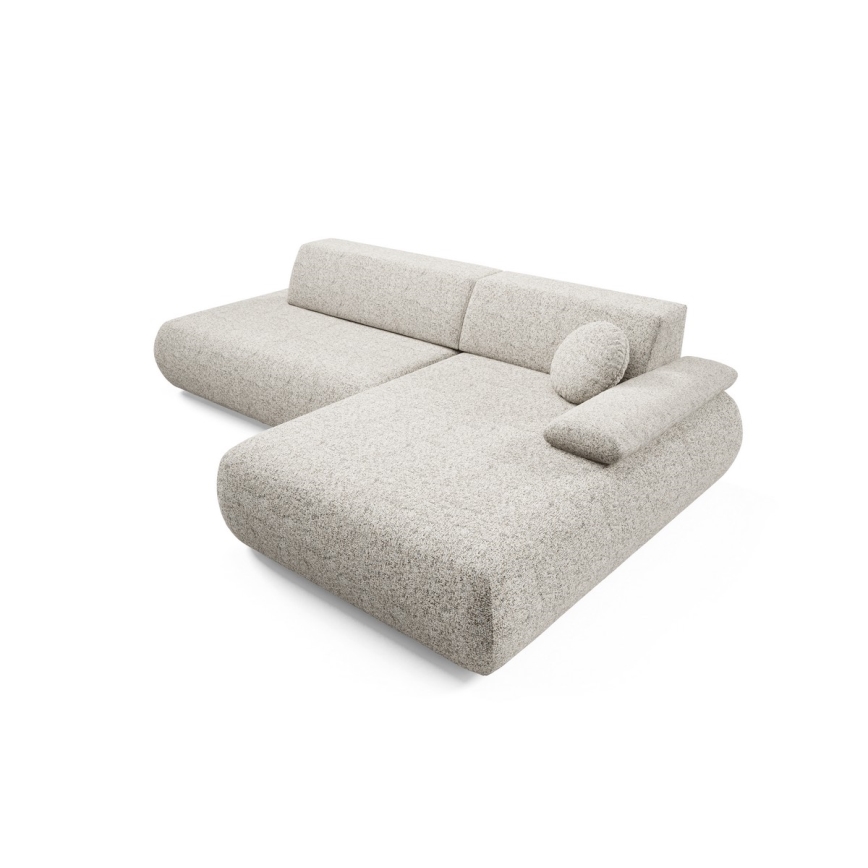 L-formet loungemøbel m. opbevaringsplads foldbar PRATO højre beige