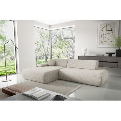 L-formet loungemøbel m. opbevaringsplads foldbar PRATO venstre beige