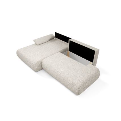 L-formet loungemøbel m. opbevaringsplads foldbar PRATO venstre beige