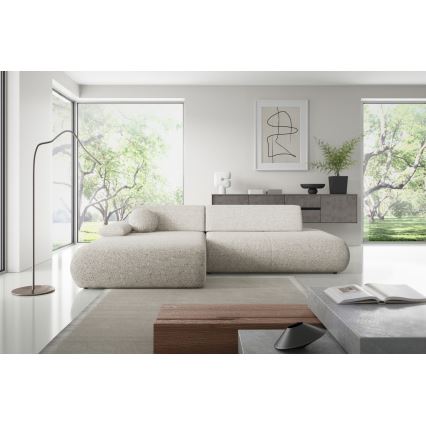 L-formet loungemøbel m. opbevaringsplads foldbar PRATO venstre beige