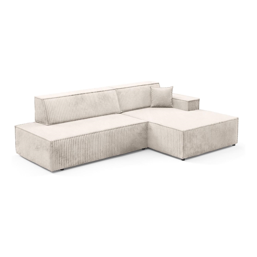 L-formet loungemøbel m. opbevaringsplads foldbar TERAMO højre beige