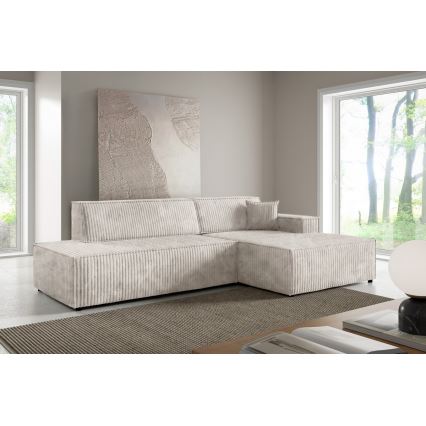 L-formet loungemøbel m. opbevaringsplads foldbar TERAMO højre beige