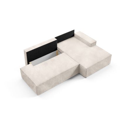 L-formet loungemøbel m. opbevaringsplads foldbar TERAMO højre beige