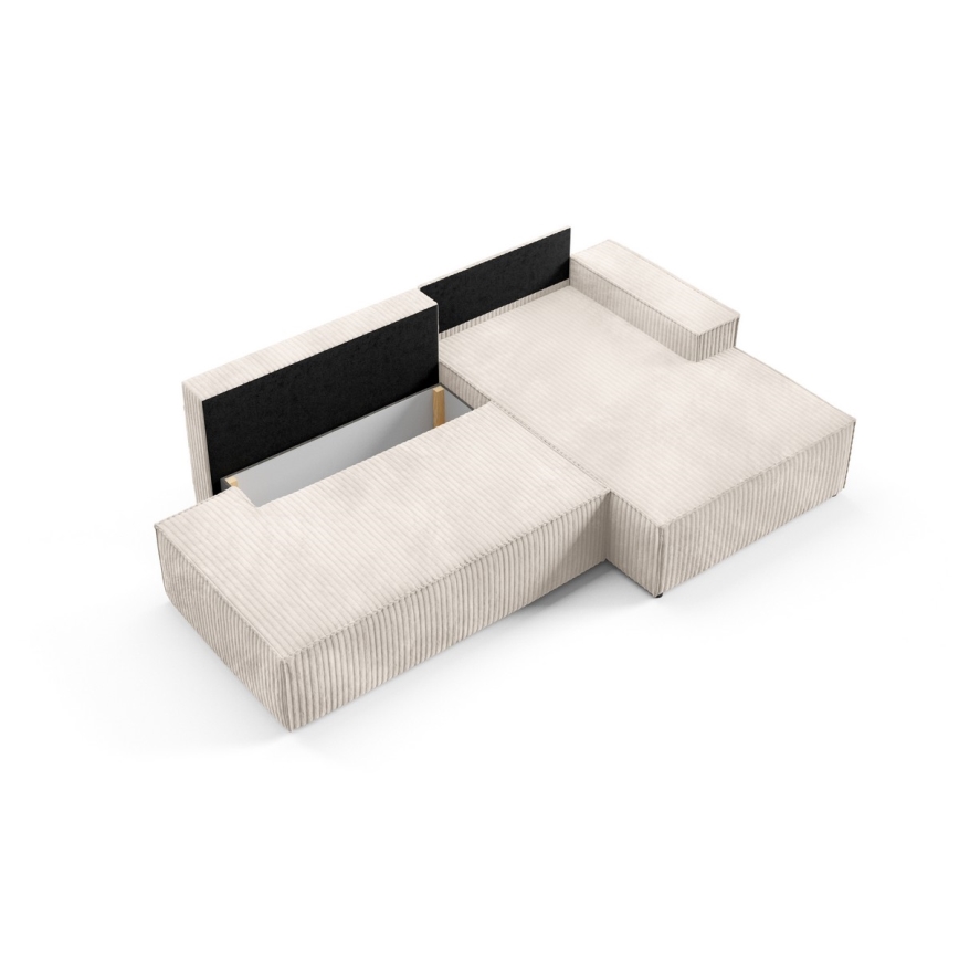 L-formet loungemøbel m. opbevaringsplads foldbar TERAMO højre beige