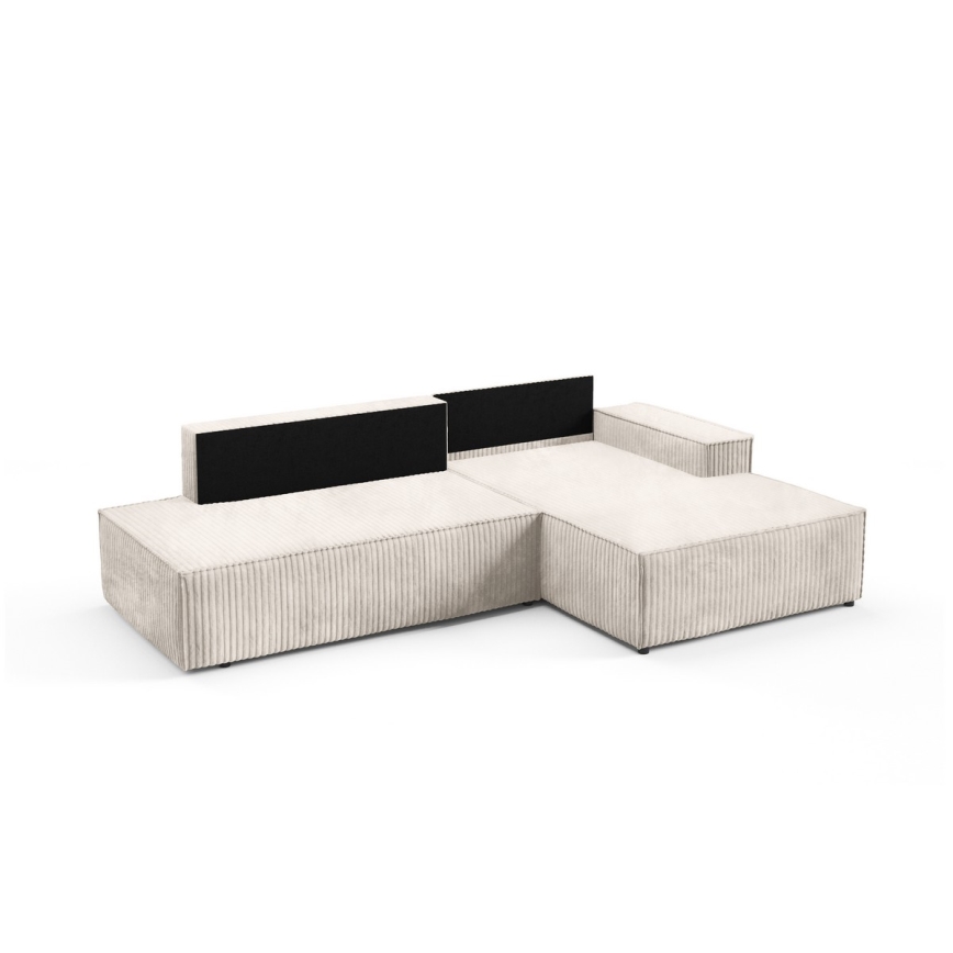 L-formet loungemøbel m. opbevaringsplads foldbar TERAMO højre beige