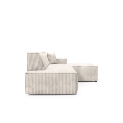 L-formet loungemøbel m. opbevaringsplads foldbar TERAMO højre beige