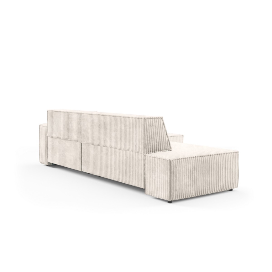 L-formet loungemøbel m. opbevaringsplads foldbar TERAMO højre beige