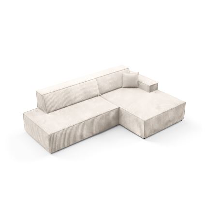 L-formet loungemøbel m. opbevaringsplads foldbar TERAMO højre beige
