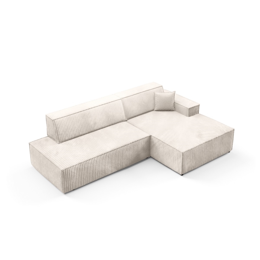 L-formet loungemøbel m. opbevaringsplads foldbar TERAMO højre beige