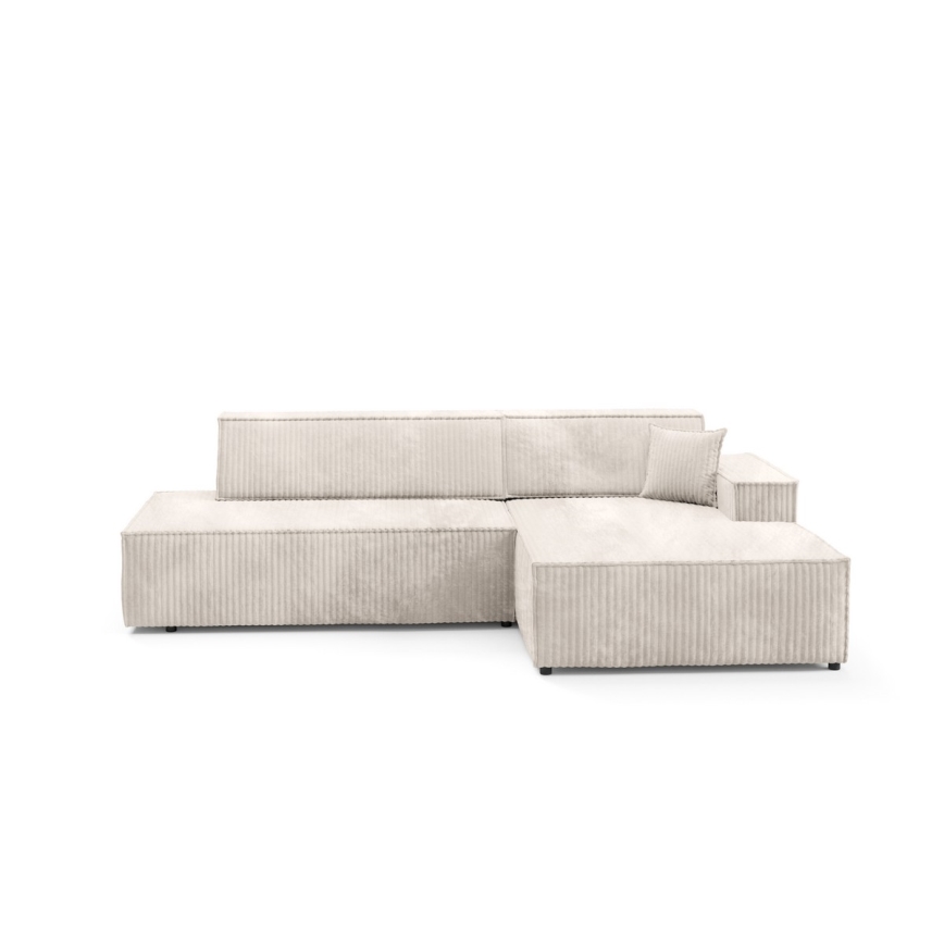 L-formet loungemøbel m. opbevaringsplads foldbar TERAMO højre beige