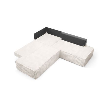 L-formet loungemøbel m. opbevaringsplads foldbar TERAMO højre beige