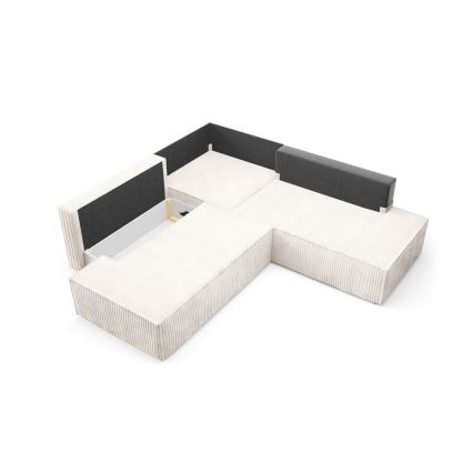 L-formet loungemøbel m. opbevaringsplads foldbar TERAMO højre beige