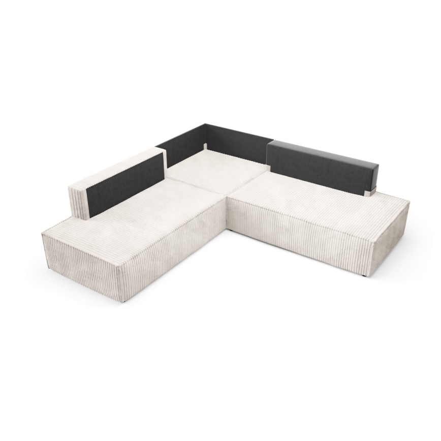 L-formet loungemøbel m. opbevaringsplads foldbar TERAMO højre beige