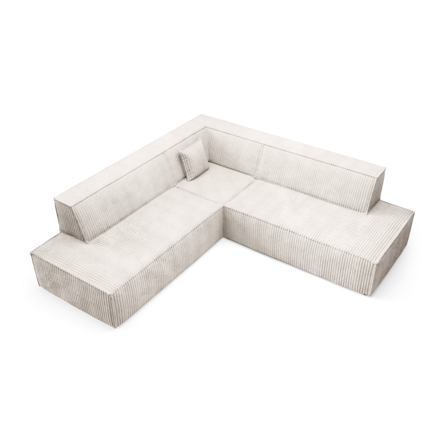 L-formet loungemøbel m. opbevaringsplads foldbar TERAMO højre beige