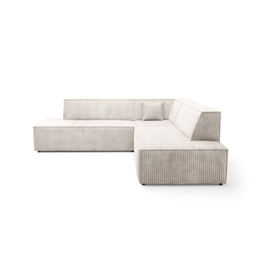 L-formet loungemøbel m. opbevaringsplads foldbar TERAMO højre beige