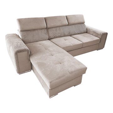L-formet loungesæt til hjørne foldbart med opbevaringsplads SALVADA beige