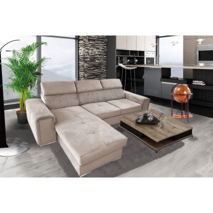 L-formet loungesæt til hjørne foldbart med opbevaringsplads SALVADA beige