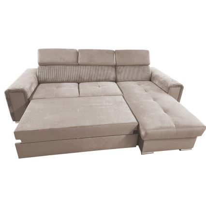 L-formet loungesæt til hjørne foldbart med opbevaringsplads SALVADA beige