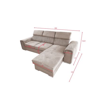 L-formet loungesæt til hjørne foldbart med opbevaringsplads SALVADA beige