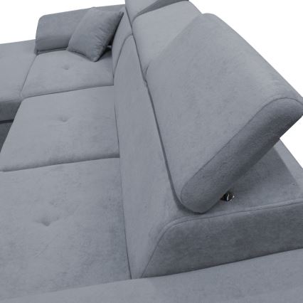 L-formet udtrækbar hjørnesofa CASTELO med opbevaringsrum, venstrevendt, mørkegrå