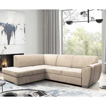L-formet venstrevendt hjørnesofa med sovefunktion og opbevaringsrum SERPA beige