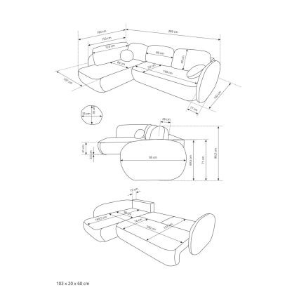 L-formet venstrevendt hjørnesovesofa med opbevaringsrum OLBIA, beige