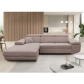 L-formet venstrevendt sovesofa CASTELO med opbevaringsplads, beige