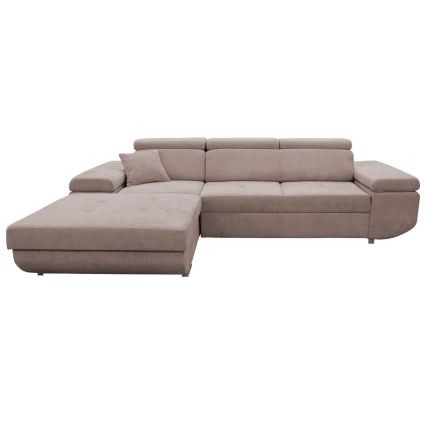 L-formet venstrevendt sovesofa CASTELO med opbevaringsplads, beige