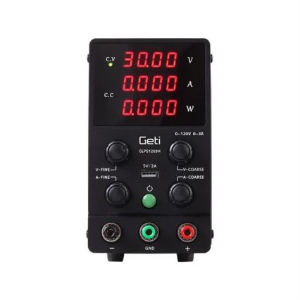 Laboratorie strømforsyning GETI GLPS1203H 0-120V/0-3A