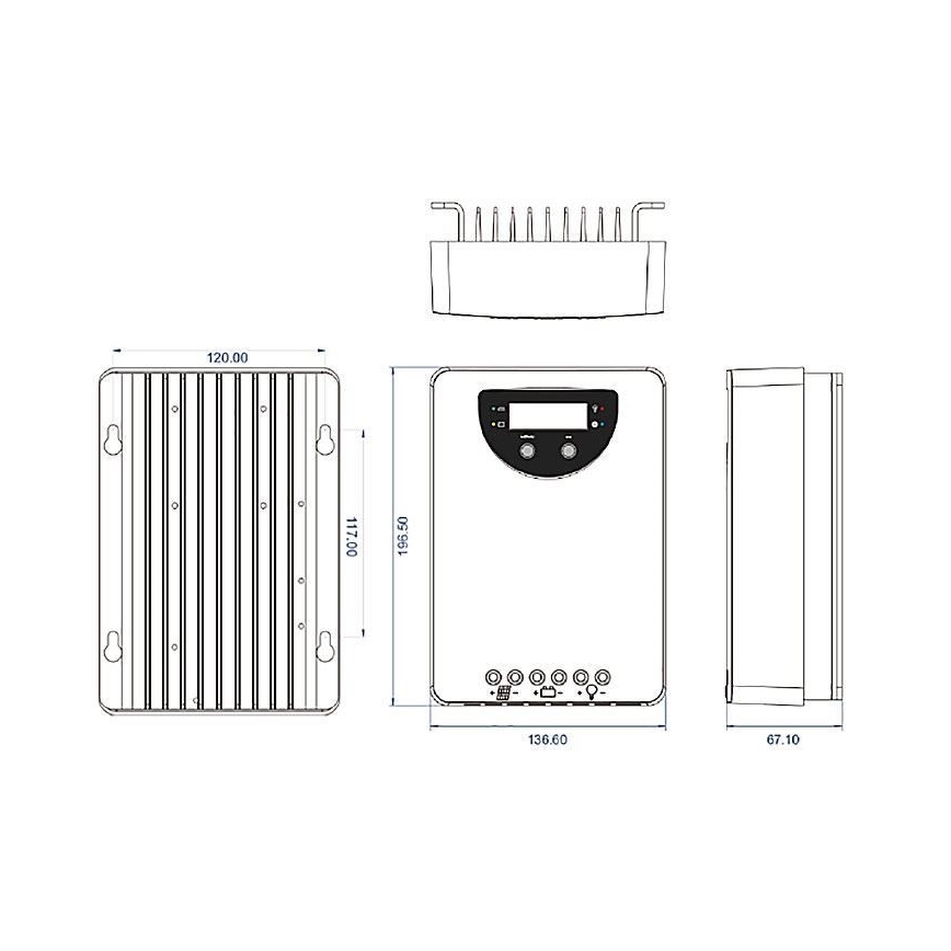 Laderegulator til solcelleanlæg MPPT 12-24V/40A IP32