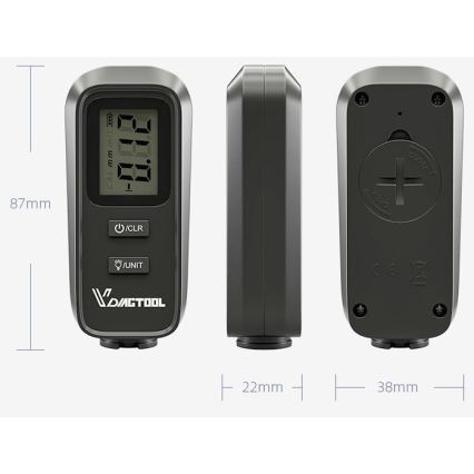 Lakkens tykkelsesmåler 2xCR2032