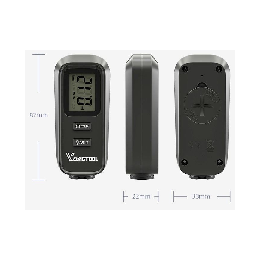 Lakkens tykkelsesmåler 2xCR2032