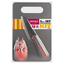 Lamart - Køkkensæt 3 dele - kniv, knivsliber og skærebræt