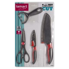 Lamart - Køkkensæt 4 dele - 2x kniv, kartoffelskræller og saks