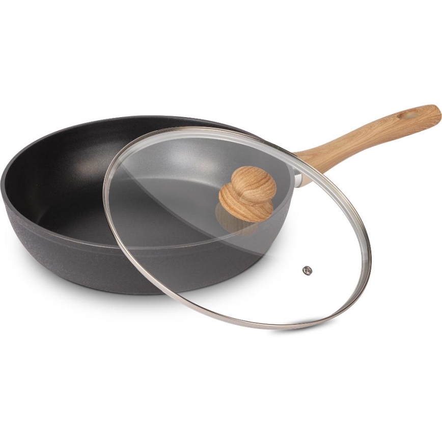 Lamart - Stegepande med låg 28 cm sort/brun