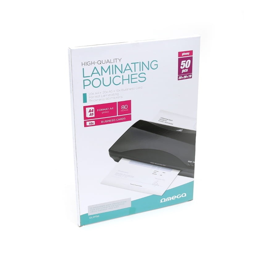 Lamineringslommer A4 20 stk. + A5 20 stk. + visitkort 10 stk.