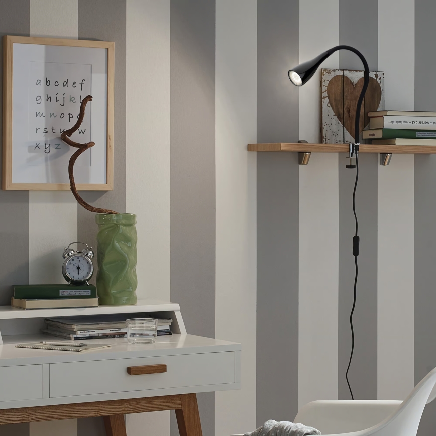 Lampe med klemme 1xGU10/3W/230V sort