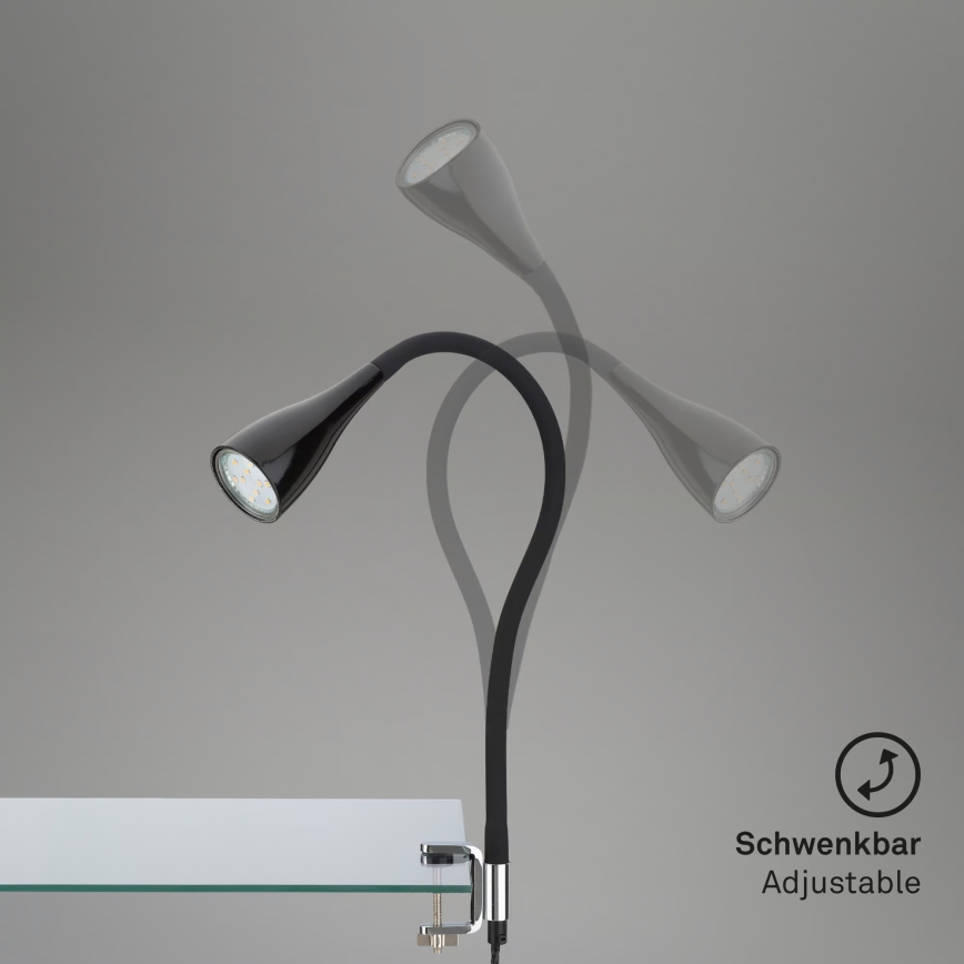 Lampe med klemme 1xGU10/3W/230V sort